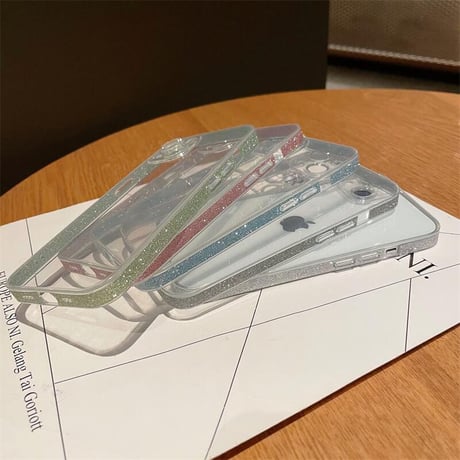 CUTECASE【iPhone15対応】ラメ入り枠 iphone14/13/12promaxカバー キラキラ シンプル オシャレカメラレンズカバー 全面保護 高品質 薄型 黄ばまないCM1877