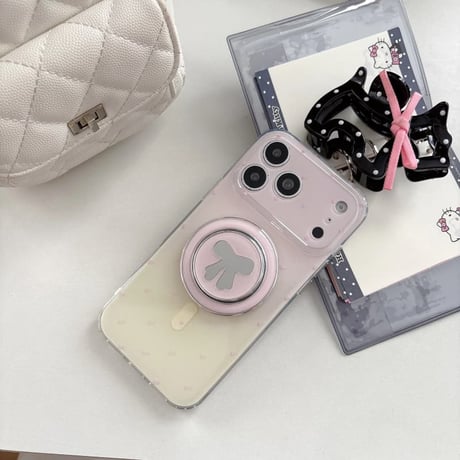 CUTECASE リボンミラーグリップ iPhone17Pro/17ケース MagSafe対応 iPhone17ProMax/16Pro/15ケース グラデーションカラーCM6270