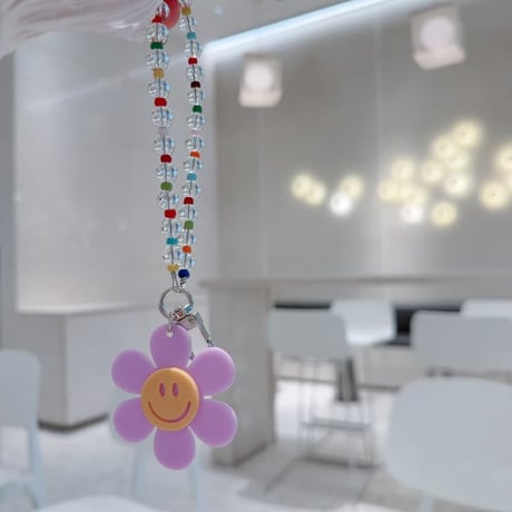 CUTECASE 笑顔の花 スマホストラップ キラキラ感 お洒落 バックチャーム キーホルダー iPhone、Xperia、AQUOS、Xiaomi、Galaxy 対応 CM6295