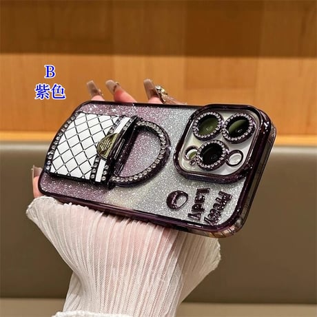 CUTECASE メイク鏡 iPhone16/16Proケース バック型スタンド iPhone15Pro/14/13Proカバー 綺麗キラキラ 多機能 レンズカバーCM4673