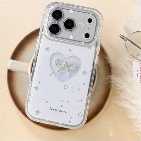 CUTECASE ジュエリーリボン iPhone17/17Proケース 花型カメラカバー iPhone17Promax/16Pro/15カバー ガールズに人気 CM5957