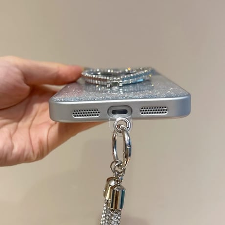 CUTECASE オシャレ便利 iPhone17pro/17ケース ハート型スタンド キラキラ感 iPhone16promax/15proケース ジュエリーストラップ ダイヤカメラカバーCM6243