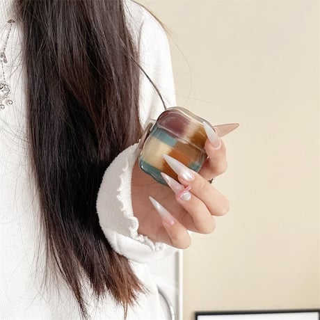 CUTECASEおしゃれ Airpods4ケース 大人可愛いリングとストラップ Airpods3/Pro2ケース airpodspro2カバー ストラップ うねうね トレンドファッションCM5185