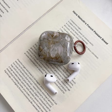 CUTECASE 大理石調 AirpodsPro3ケース オシャレ Airpods4カバー AirpodsPro2/Pro1カバー リング付き 光沢感 ギフトにおすすめCM6278