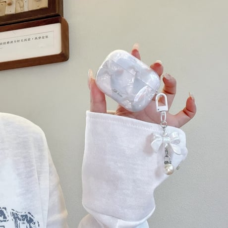 CUTECASEリボン柄 AirpodsPro3ケース 女子力アップ Airpods4/3/Pro2ケース キーホルダー付き付 可愛いギフトCM5746