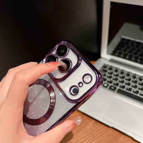CUTECASE キラキラ iPhone17Pro/17ケース Magsafe充電 iPhone17Air/ProMaxケース ラメインナーシート付 CM5675