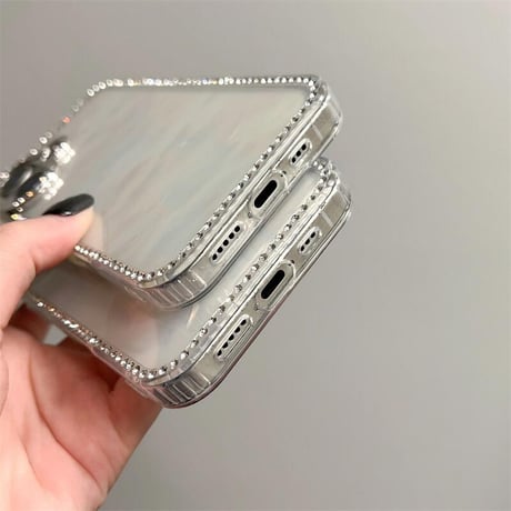 CUTECASE艶感シェル柄 iPhone16/16proケース 高級感 ジュエリー iPhone15promax/14/13カバー かわいい エレガントCM5343
