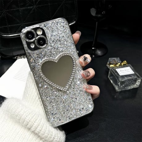 CUTECASEストーン鏡付 iPhone15/15Proケース キラキラグリッター iPhone14/13Pro/12ケース 可愛い 人気 頑丈CM4020