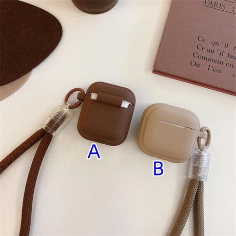 CUTECASE ストラップ付 Airpods4ケース 充電口カバー付 Airpodspro2カバー Airpods3/2 指紋防止 シリコン 無地CM5528