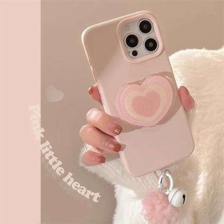 CUTECASEピンク iPhone16/16Proケース ハートグリップ 毛玉チャーム付 iPhone15Pro/14pro/13/12ケース 大人かわいいCM4762