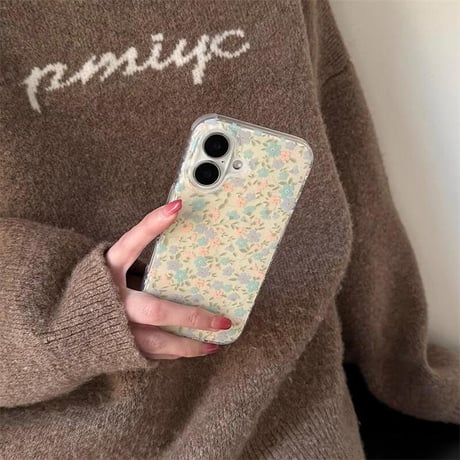 CUTECASEパールリング iphone16pro/16ケース 花柄 iphone15pro/14/13proケース シック 落下防止 オシャレCM5054