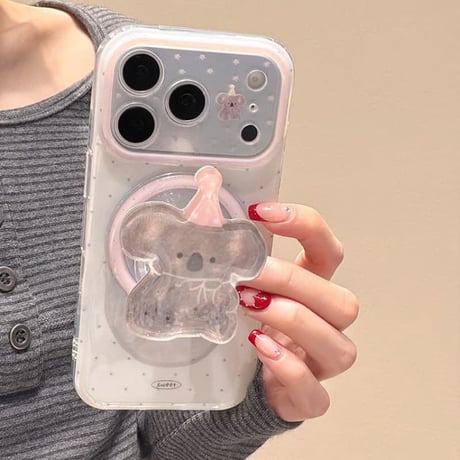 CUTECASEコアラグリップ iPhone17Pro/17ケース MagSafe対応 iPhone17ProMax/16/15Proカバー カメラカバー付 かわいい CM6135