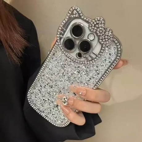 CUTECASE ジュエリーリボンiPhone17Promaxケース キラキラグリッター iPhone16Pro/15Proきれいめコーデ iPhone13/12Pro 女子力高い CM4879