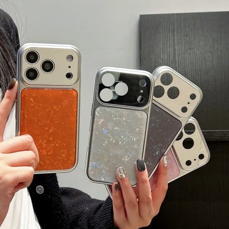 CUTECASE シェル柄 iPhone17Promaxケースメッキ iPhone16promax/15/14カバー シンプル 光沢感CM6219