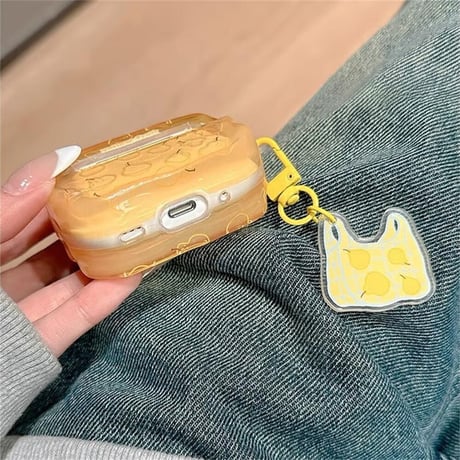 CUTECASE梨柄 Airpods 4ケース キーチェーン付 Airpods3/Pro2ケース airpodsproカバー 大人可愛い うねうね CM5254