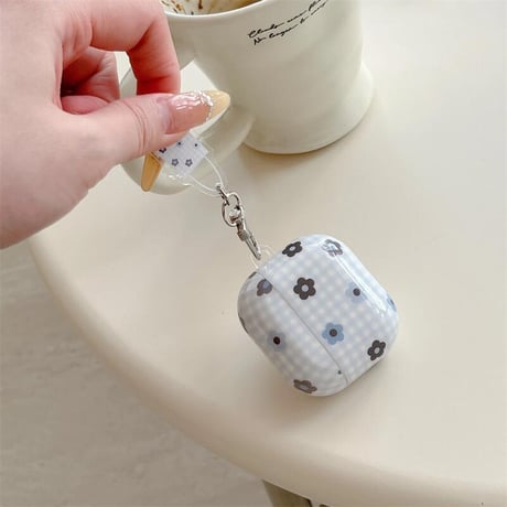 CUTECASE AirpodsPro3/4ケース 韓国っぽい 花柄AirpodsPro2/Pro1カバー エアポッズ3/2 大人可愛い キーホルダー付 ガールズに人気CM5689