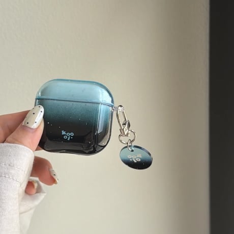 CUTECASE グラデーションブルー Airpods Pro3ケース 光沢感 Airpods4/3カバー pro2/pro1 リング/キーホルダー オシャレCM6206