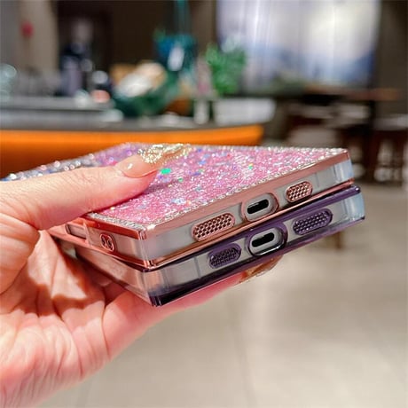 CUTECASEキラキラスクエア iPhone16/16Proケース ジュエリー/ラメ iPhone15promax/14/13Proカバー 四角 おしゃれ カメラ保護CM5468
