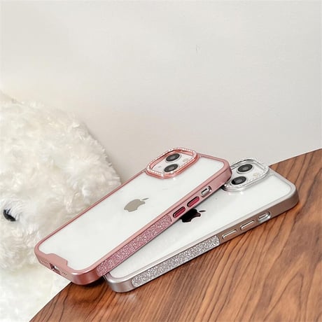 CUTECASE高級感たっぷり iPhone15プロ/15カバー ジュエリー ラメ枠 iPhone14pro/13promaxケース 高品質 CM4548