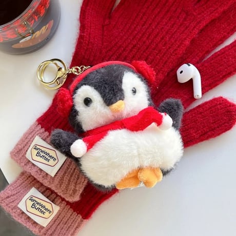 CUTECASE ペンギンぬいぐるみ エアーポッズプロ3ケース キュート Airpods4/3ケース AirpodsPro2/Pro1カバー キーホルダー付 可愛いギフトにおすすめ CM5908