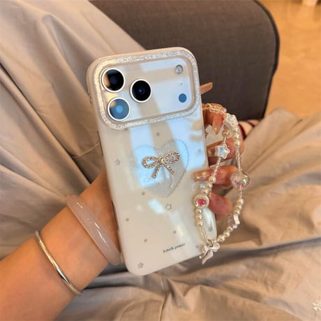 CUTECASE ジュエリーリボン iPhone17/17Proケース ラメ入り 韓国っぽい iPhone17promax/16/15カバー キラキラ オシャレ 大人可愛い CM5704