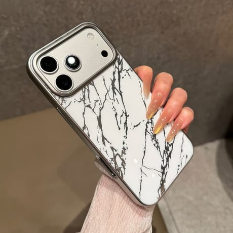 CUTECASE大理石調 iPhone17promaxケース ワイヤレス充電可 メッキ iPhone17Pro/16promaxケース 頑丈 カッコイイ CM6310