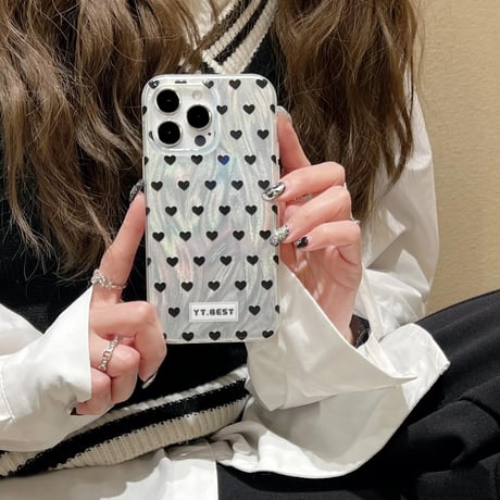 CUTECASEハート柄 iPhone15/15proケース キラキラ光る iPhone14/13pro/12ケース かわいい 女子に人気CM4065