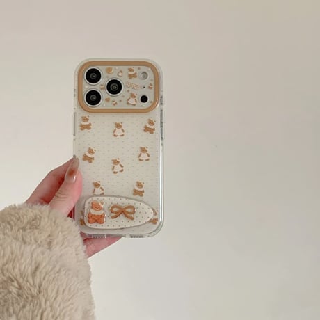 CUTECASE クマスタンド付 iPhone17Pro/17ケース カメラカバー付 iPhone17Promax/16Pro/15ケース かわいい プレゼントにおすすめCM6182