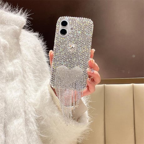 CUTECASEビジュー iPhone16/16Proケース ダイヤフリンジ iPhone15Pro/14/13proカバー 華やか キラキラ 豪華 高品質CM5096