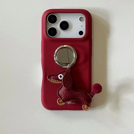 CUTECASE 犬ちゃんリング付 iPhone17Pro/17ケース 高級感 レザー製 iPhone17promax/16pro/15カバー 上品 便利 可愛い スタンド CM5932