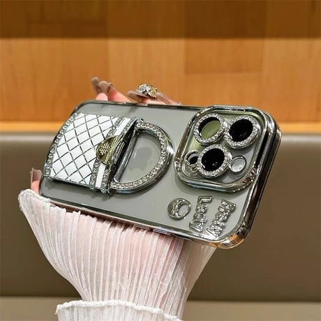 CUTECASE メイク鏡 iPhone16/16Proケース バック型スタンド iPhone15Pro/14/13Proカバー 綺麗キラキラ 多機能 レンズカバーCM4673