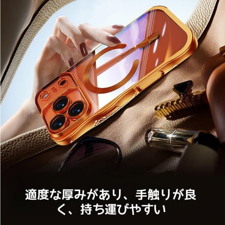 ウェーブ型 iPhone17pro/17ProMaxケース 落下防止 MagSafe対応 アイフォン17/Air/16proカバー 耐衝撃 メタリック レンズ保護 うねうね CM5734