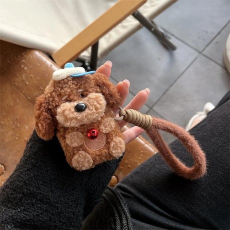CUTECASE犬ぬいぐるみ Airpods 4ケース モフモフ ストラップ付 Airpods3/2カバー Airpodspro2/pro めっちゃ可愛い ギフトに最適CM5007