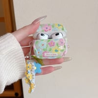 CUTECASE 花柄 Airpods Pro3ケース 花ストラップ Airpods 4/3カバーケース AirpodsPro2/1 うねうね 女子力高い 春コーデ CM6136