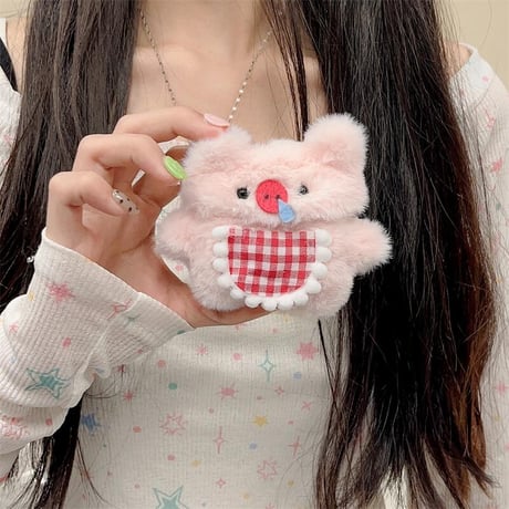 CUTECASEふわふわブタ Airpods4/Airpodspro2/pro/ケース ピンク Airpods3/2カバー 可愛い 女子力アップ 柔らかいCM4638