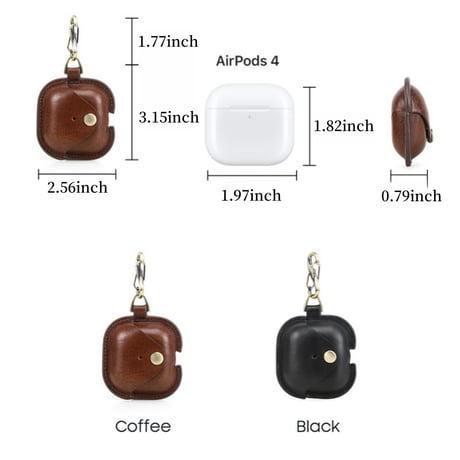 2024年新型Airpods4に適用 牛革イヤホンカバー フルカバー 落下防止 Apple 第4世代Bluetoothイヤホン保護カバー