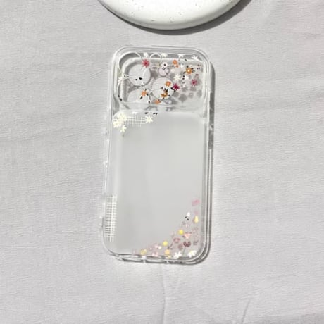 CUTECASE花柄 iPhone17Pro/17ケース かわいい iPhone17ProMax/16Pro/15カバー 半透明 女子力アップ CM6101