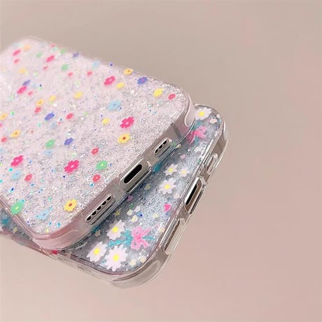 CUTECASEヒナギク iPhone16/16proケース キラキラ花柄 iphone15pro/14/13proカバー ガールズファッション 可愛いCM4977