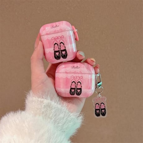 CUTECASEバレエシューズ Airpods4ケース 大人可愛い Airpods3/Pro2ケース airpodspro2カバー キーチェーン付 女子力高いCM5173