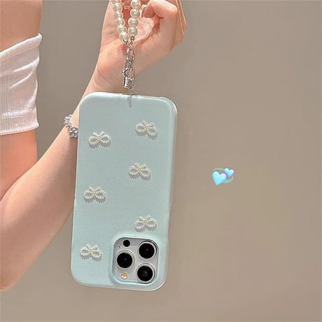 CUTECASEパールリボン iPhone16/15proケース 皮製 パールストラップ付 iPhone14/13pro/12ケース 女子力アップ おしゃれCM4550