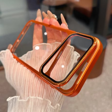CUTECASEカメラカバースタンド一体 iPhone17ProMax/17Proケース 高透明メタル iPhone17/16Proカバー 黄ばまない 全体保護 CM5717