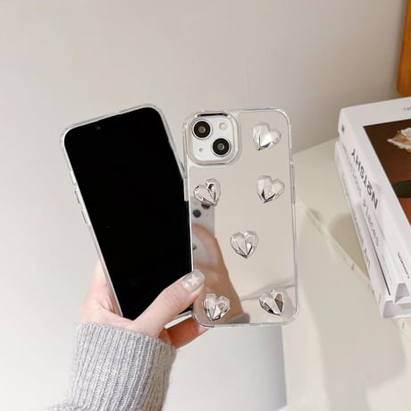 CUTECASEハート 鏡 iPhone15/15proケース 頑丈 iPhone14pro/13pro/12ケース かわいい 女子力アップ 便利CM4036