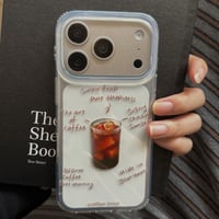 CUTECASE アイスコーヒーiPhone17Promaxケース クリアケース iPhone17Pro/16Promax/15Pro/14ケース シンプル風 涼しそうCM6387