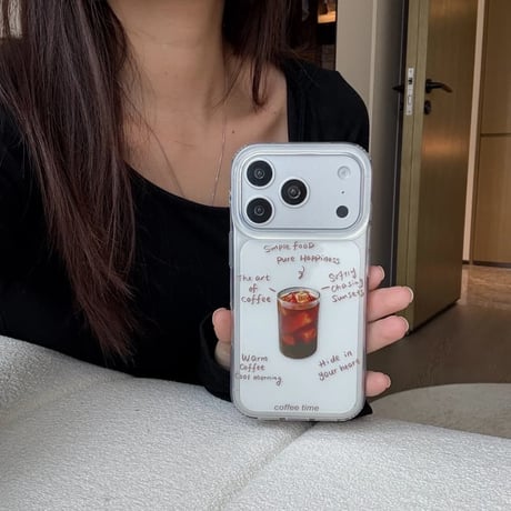 CUTECASE アイスコーヒーiPhone17Promaxケース クリアケース iPhone17Pro/16Promax/15Pro/14ケース シンプル風 涼しそうCM6387