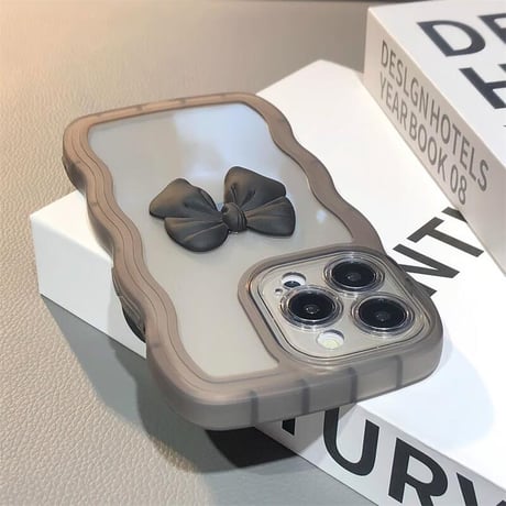 CUTECASE うねうね iPhone16/16Plusケース リボン 透明iPhone15Pro/14/13proカバー 落下防止 かわいいCM4649