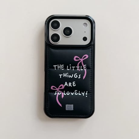 CUTECASE リボン柄ダウンジャケット風 iPhone17Pro/17ケース 上品 頑丈 iPhone16Pro/15カバー 冬に人気 CM5778