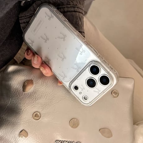 CUTECASE リボン柄 iPhone17Pro/17ケース 透明光沢感 iPhone17ProMax/16Pro/15カバー 女子力高い 使いやすい CM5887