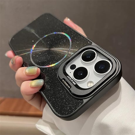 CUTECASEスタンド付 Magsafe充電 iPhone16/16proケース キラキラ光る iPhone15promax/14/13カバー 高級感多機能便利CM5480