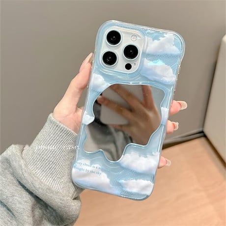 CUTECASE青空ミラー iPhone16pro/17ケース クリア アイフォン15pro/14/13カバー シック 可愛い 便利丈夫CM5615