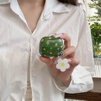 CUTECASE グリーン Airpods Pro3ケース カラー花柄 Airpods4/3カバー pro2/pro1 可愛いストラップ/キーホルダー 春夏向けCM6233